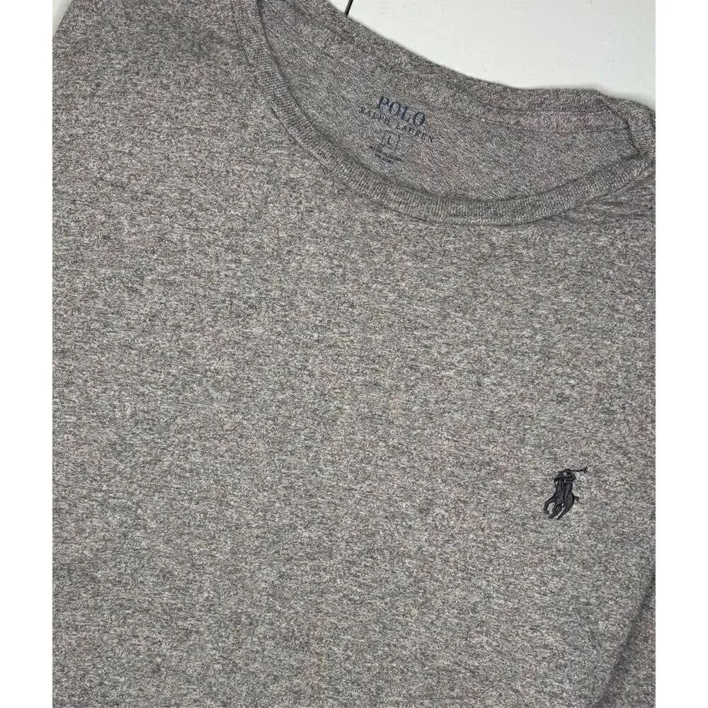POLO RALPH LAUREN Men's Gray Short Sleeve Crewneck T-Shirt Adult L Cotton